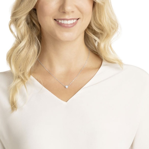 Attract Round White Rhodium Plating Necklace - Picture 3 of 6